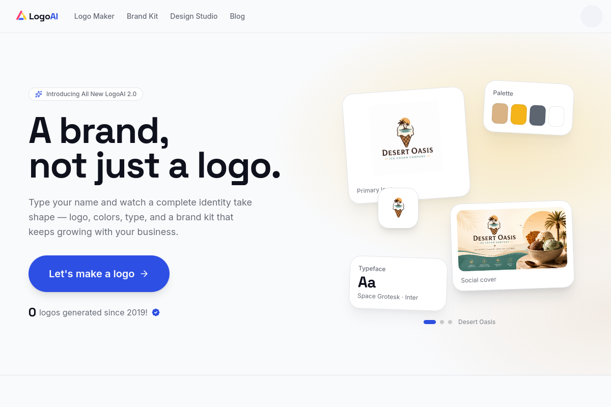 Screenshot of the LogoAi website