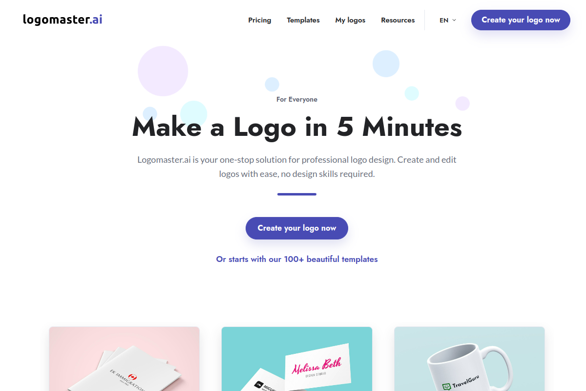 Screenshot of the Logomaster website
