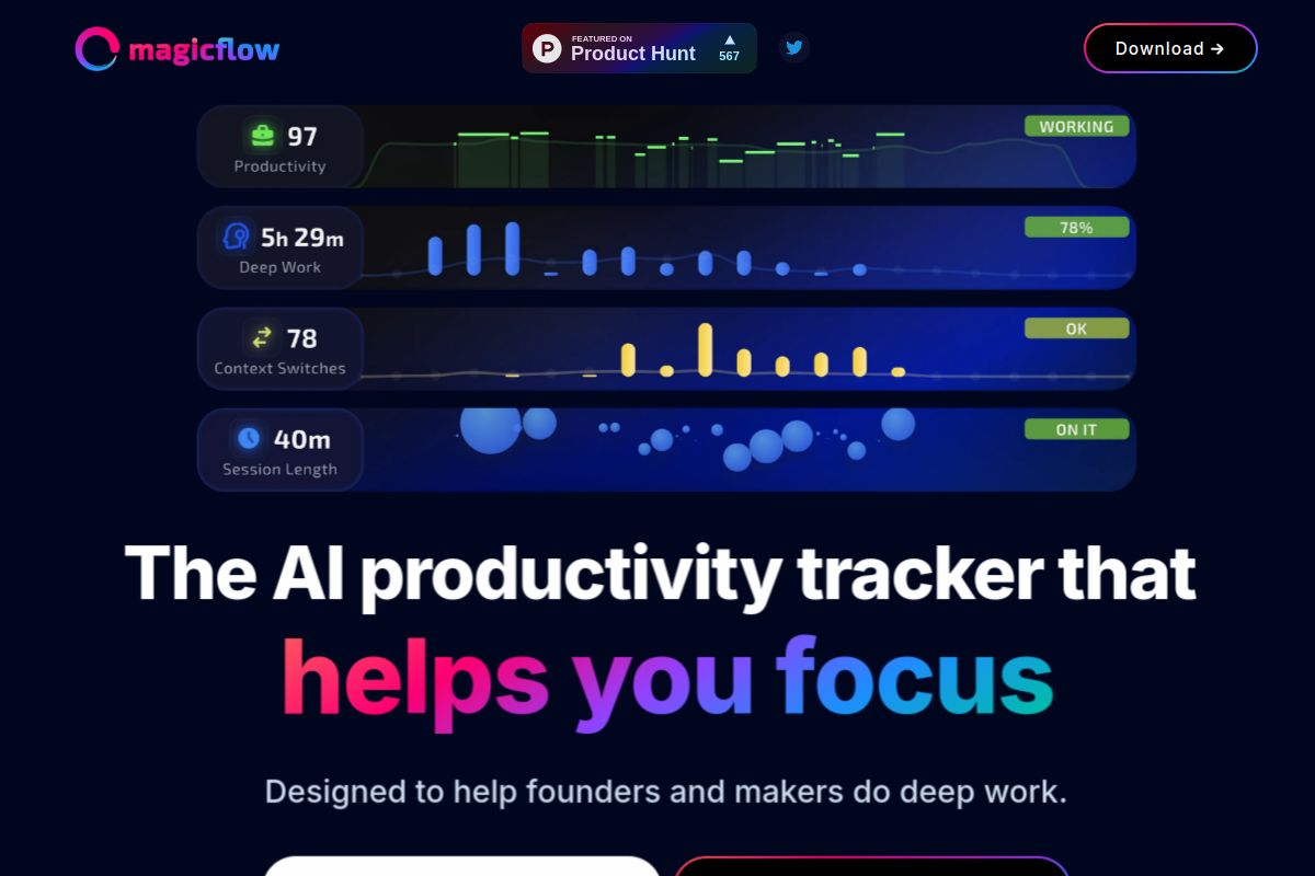 Screenshot of the Magicflow.com website