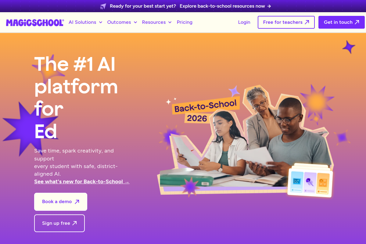 Screenshot of the MagicSchool website