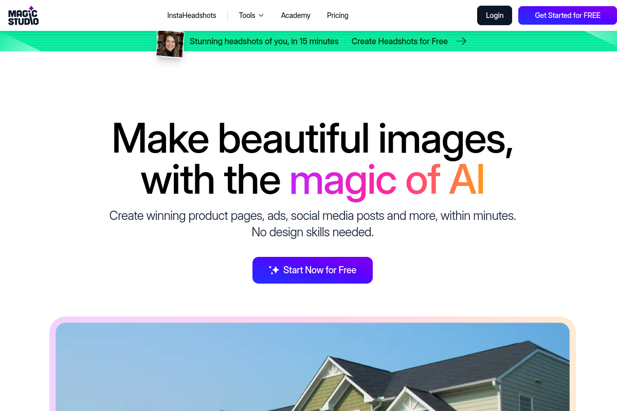 Screenshot of the Magic Studio website