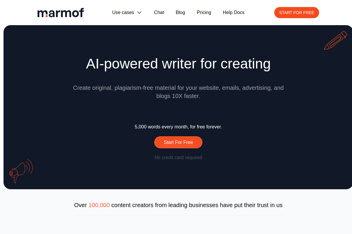 Screenshot of the Marmof website