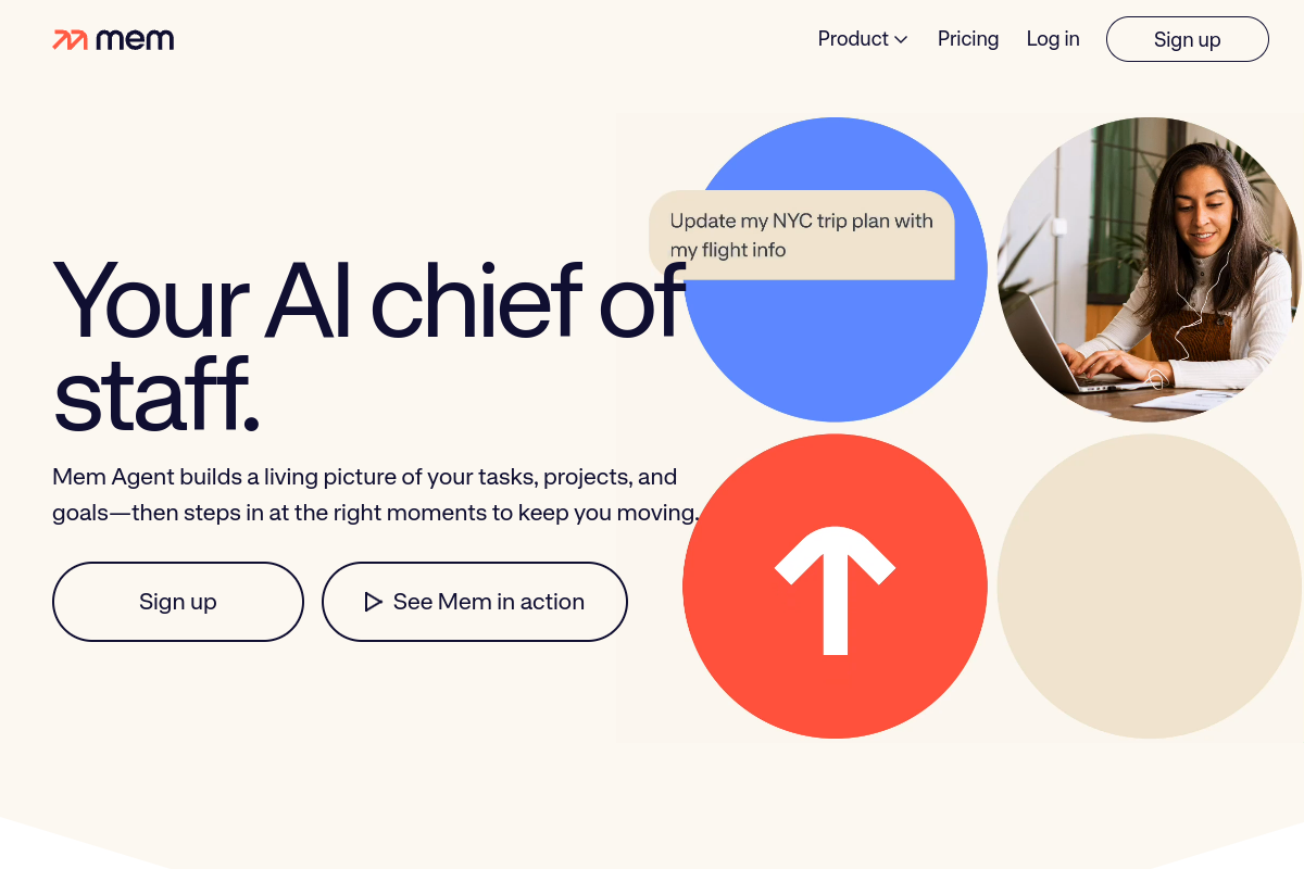 Screenshot of the Mem.ai website