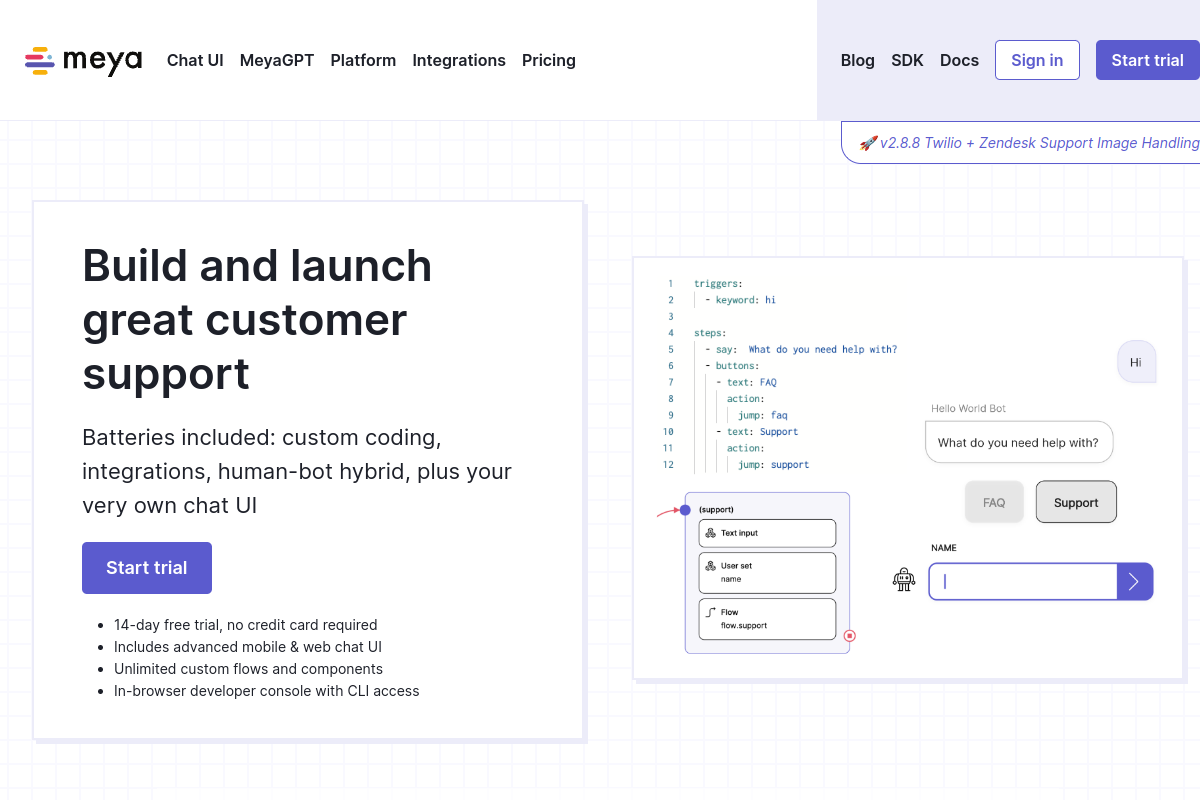 Screenshot of the MeyaGPT website