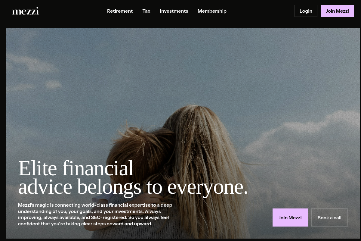 Screenshot of the Mezzi website