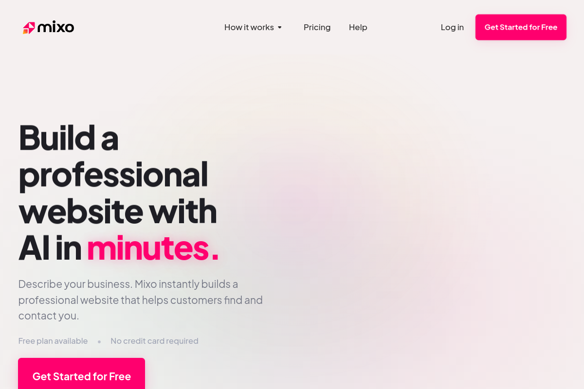 Screenshot of the Mixo website