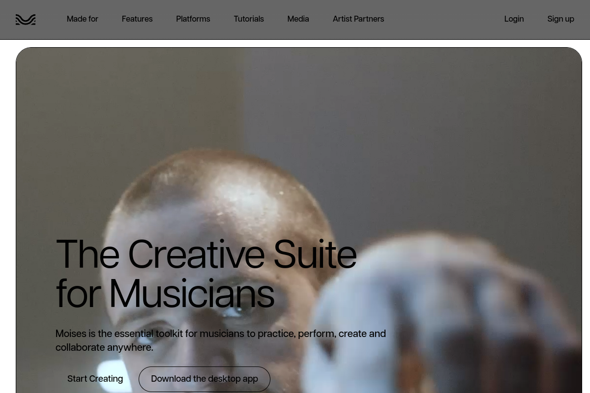 Screenshot of the Moises App website