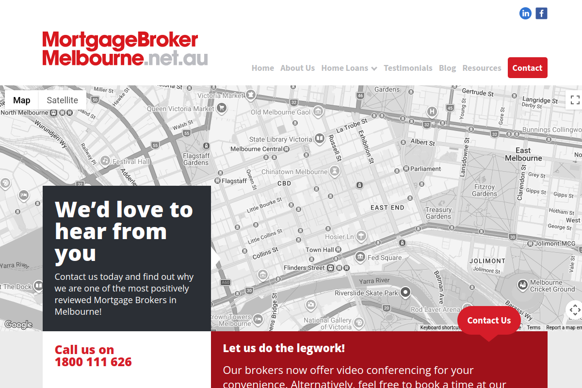 Screenshot of Contact - Mortgage Broker Melbourne