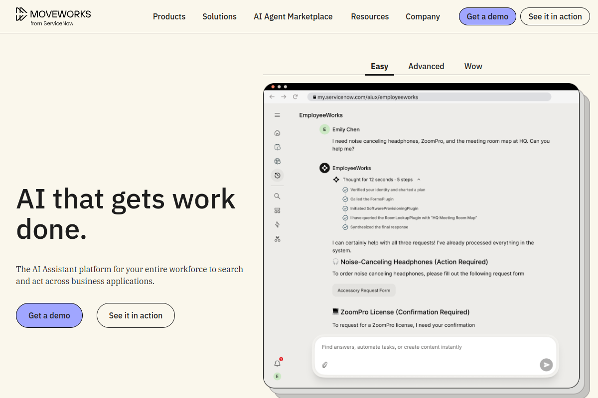 Screenshot of the Moveworks website