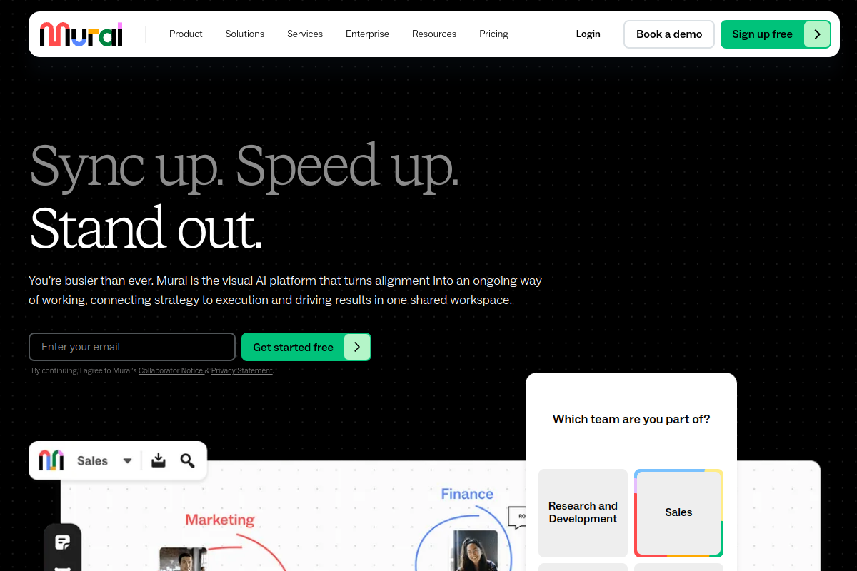 Screenshot of the Mural AI website