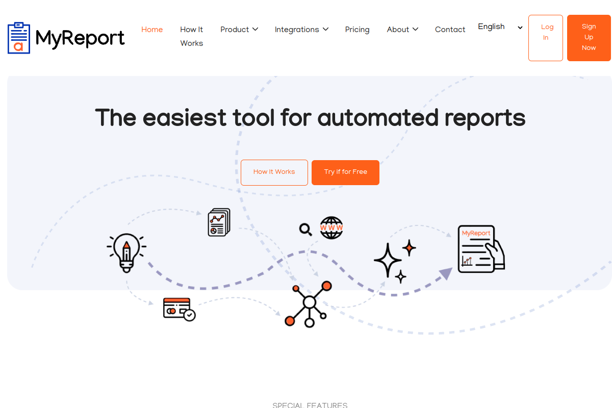 Screenshot of the MyReport website