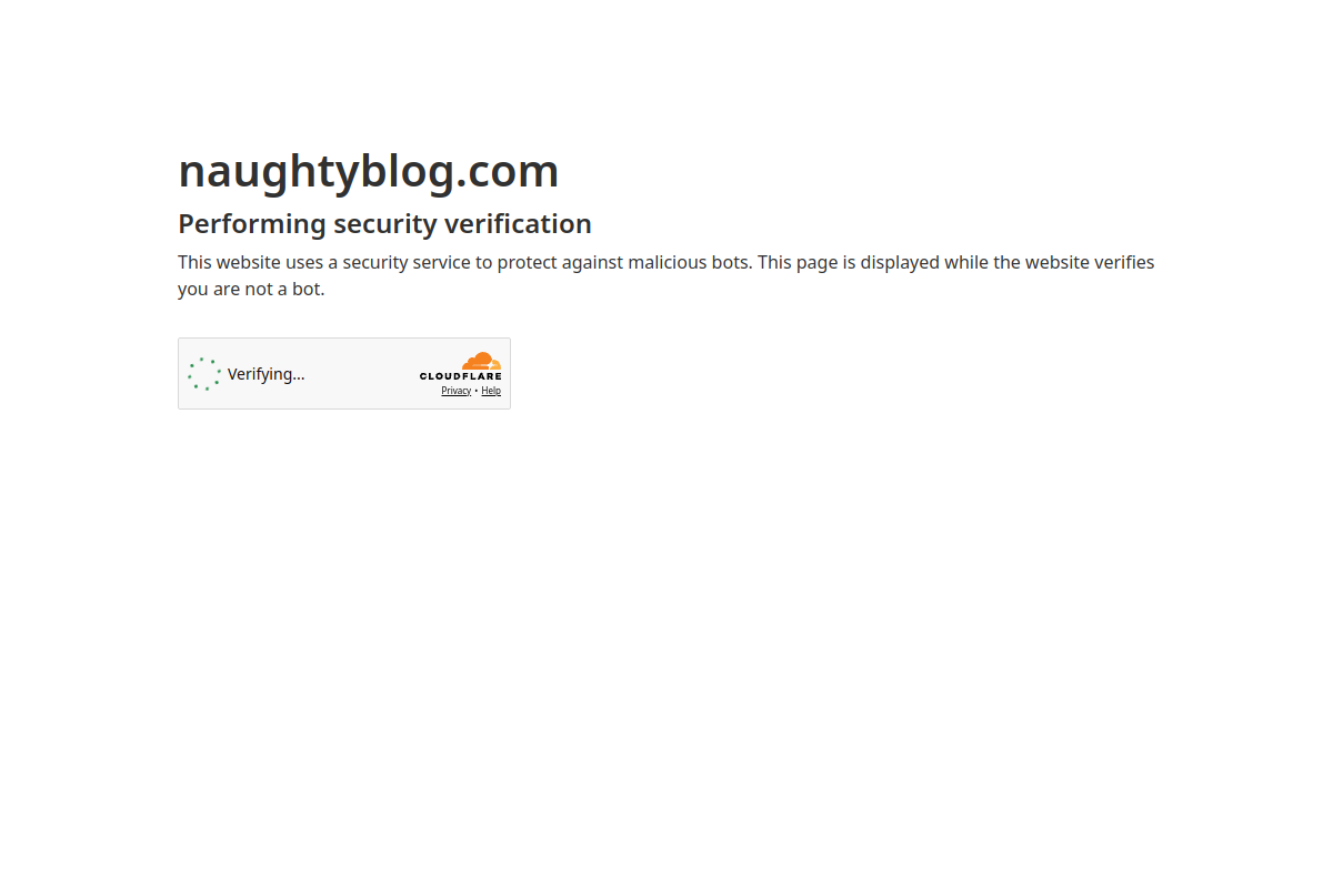 NaughtyBlog homepage as it appeared during testing
