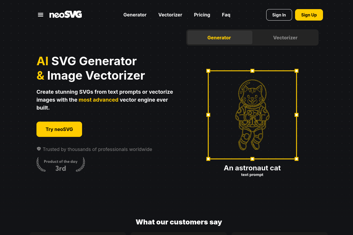 Screenshot of the NeoSVG website