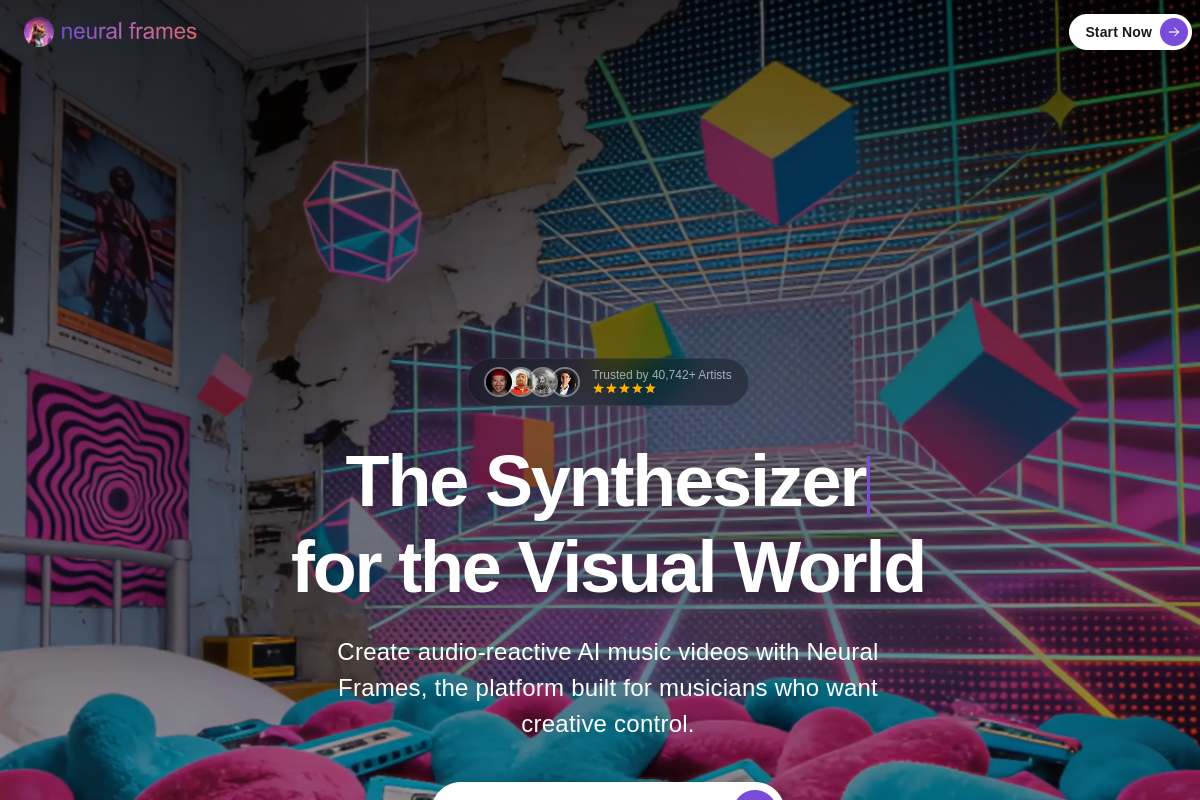 Screenshot of the neural frames website