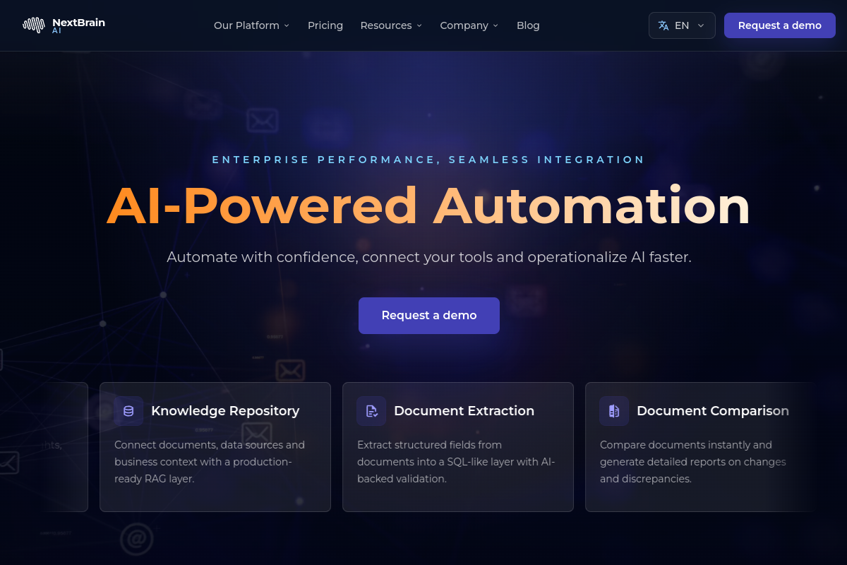 Screenshot of the NextBrain website