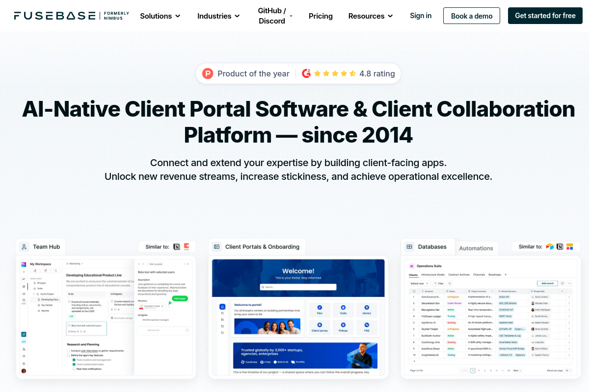 Screenshot of the FuseBase AI website