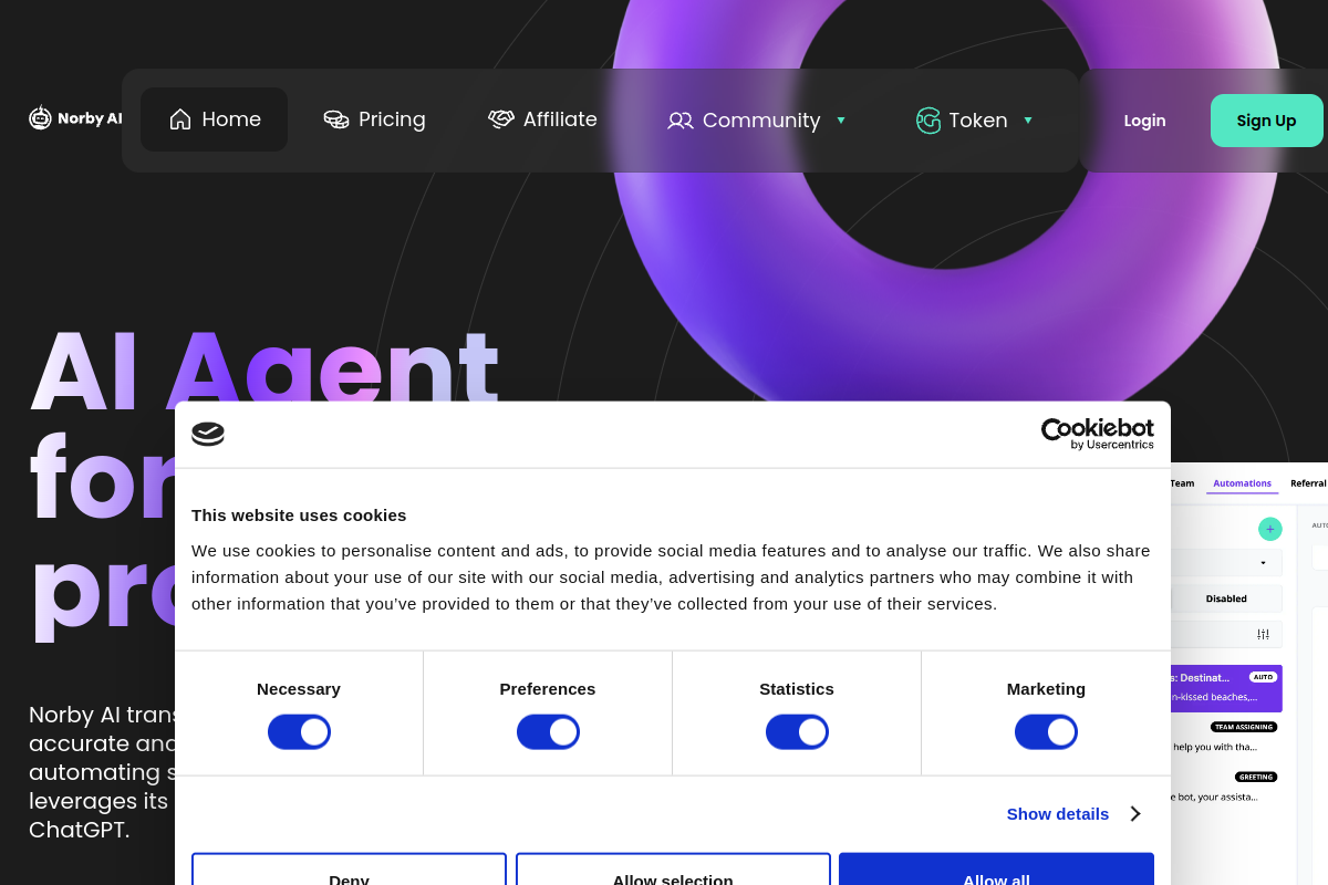 Screenshot of the Norby AI website