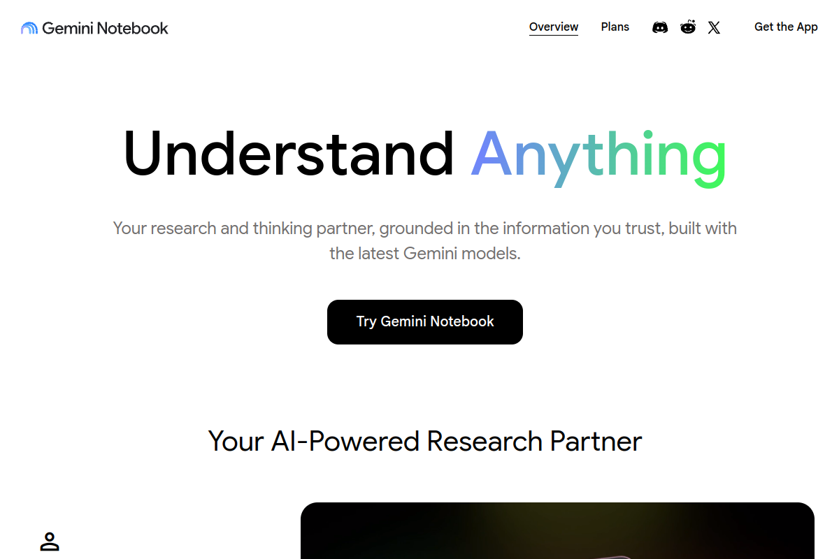 Screenshot of the NotebookLM website