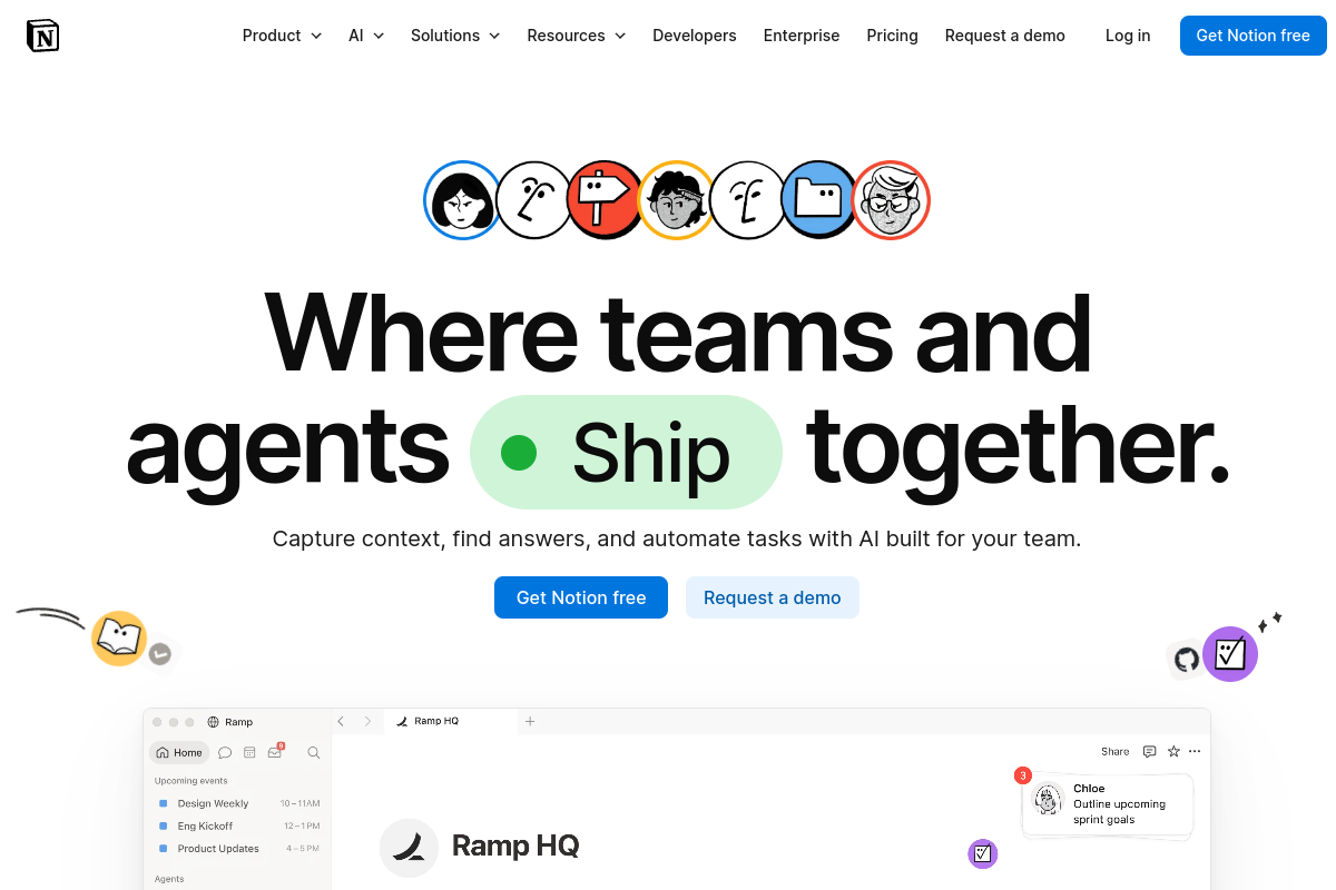 Screenshot of the Notion AI website
