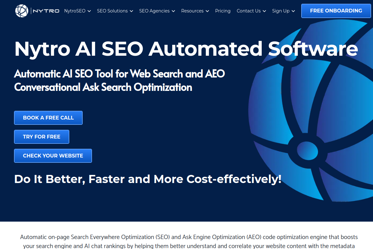 Screenshot of the Nytro SEO website