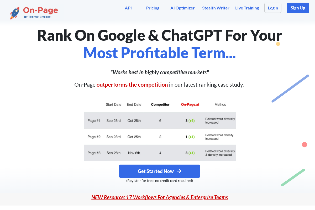 Screenshot of the On-Page.ai website