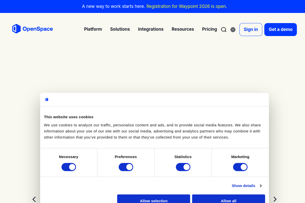 Screenshot of the OpenSpace website