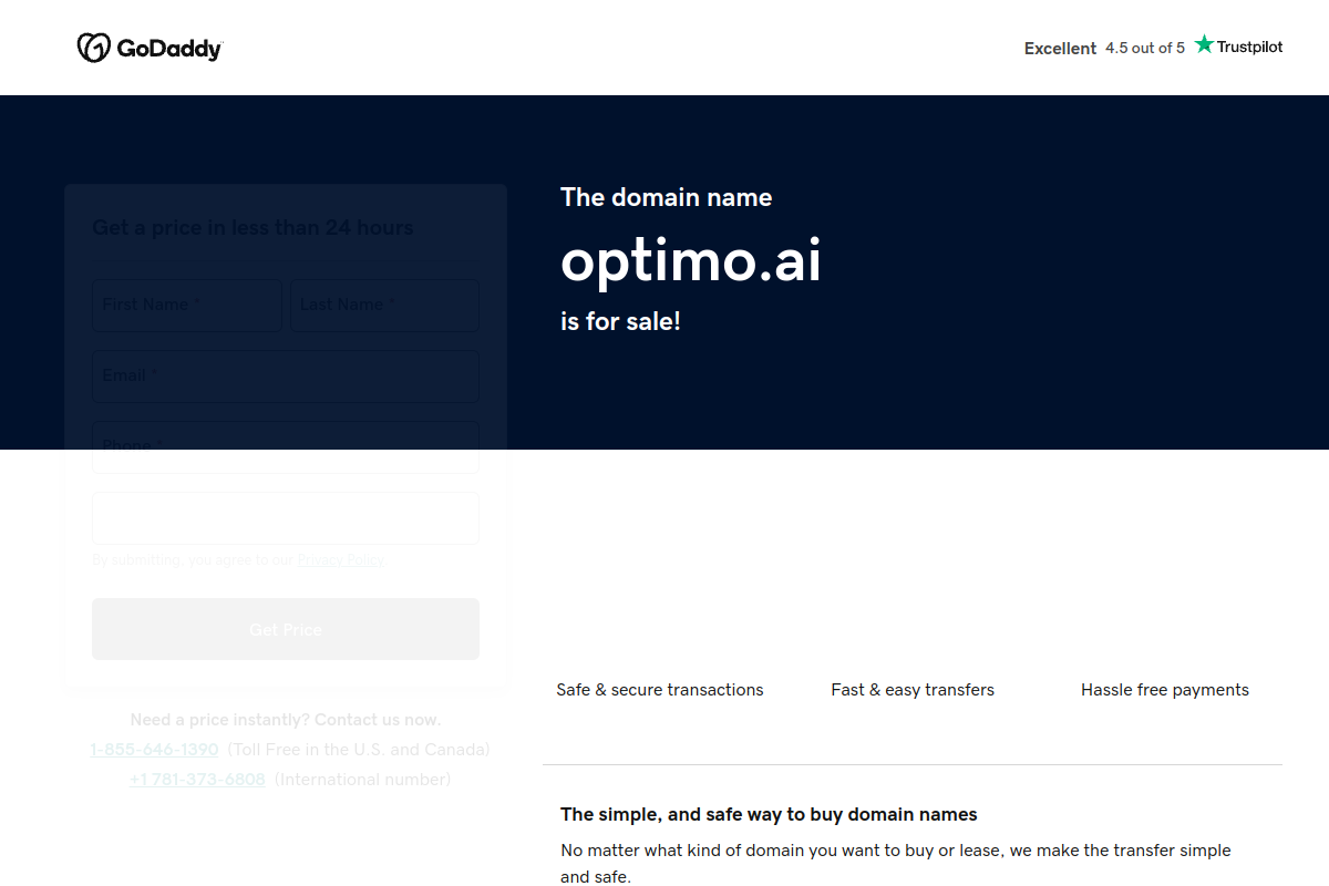 Screenshot of the Optimo website