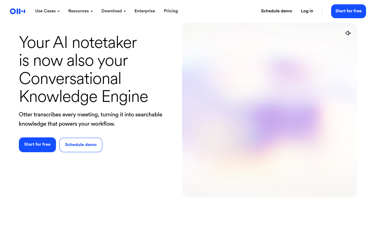 Screenshot of the Otter AI website