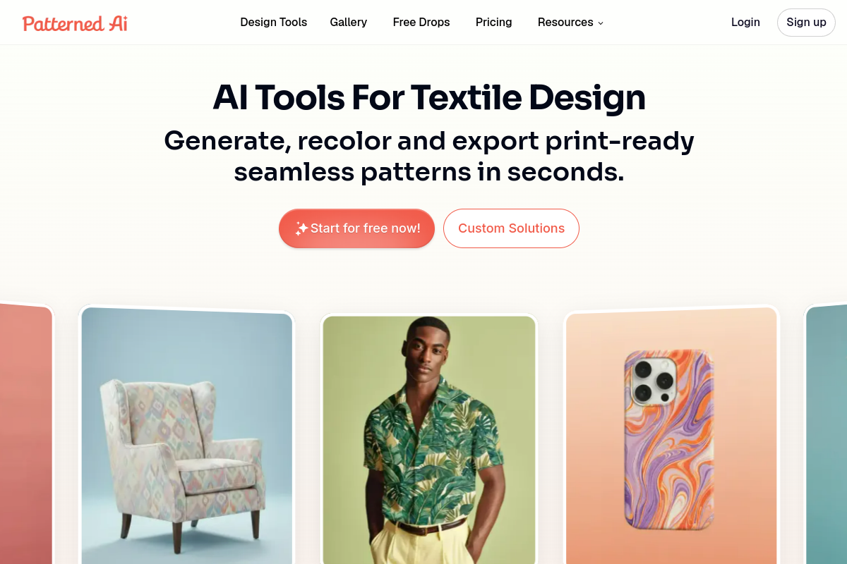 Screenshot of the PatternedAI website