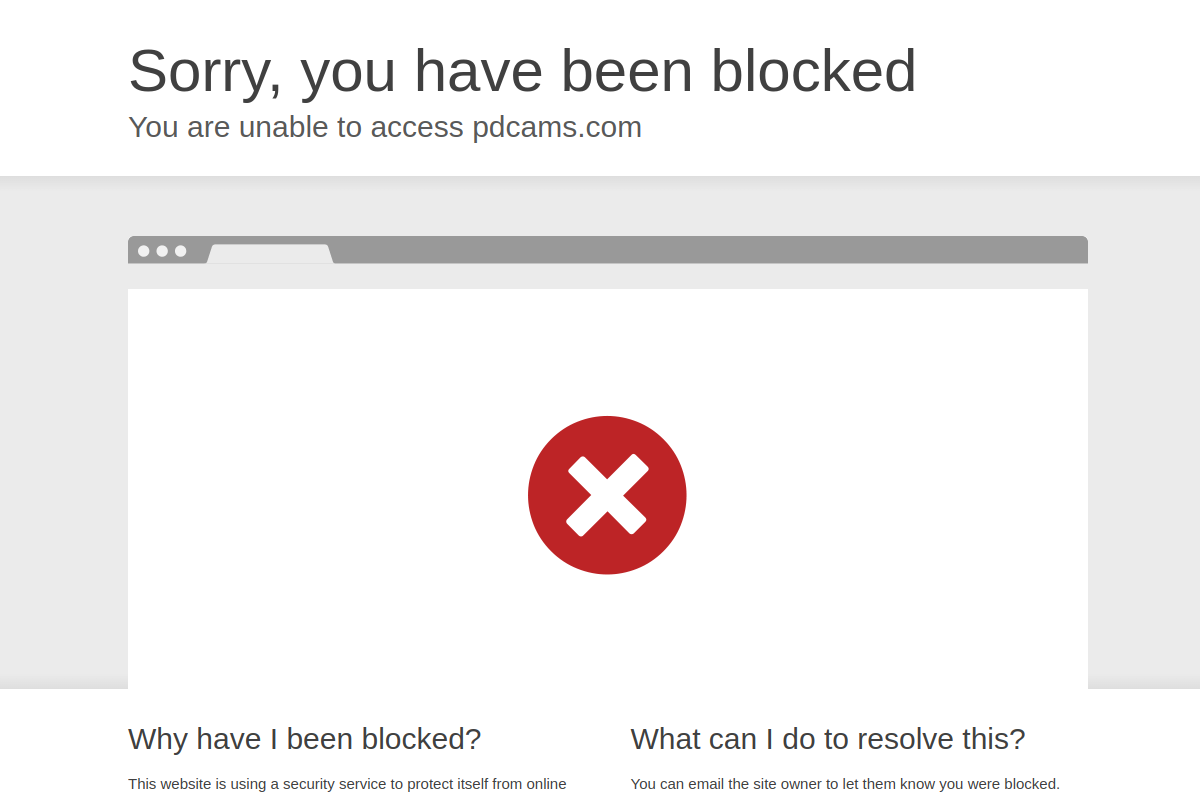 PDCams homepage as it appeared during testing