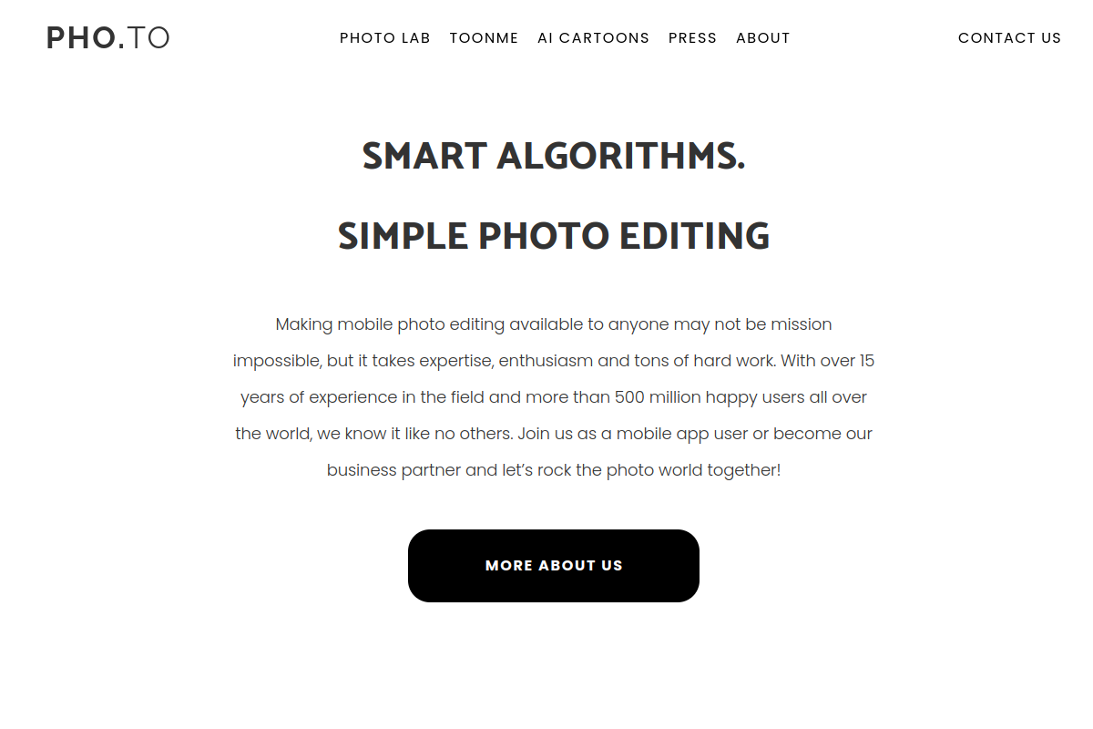Screenshot of the Photo Lab website