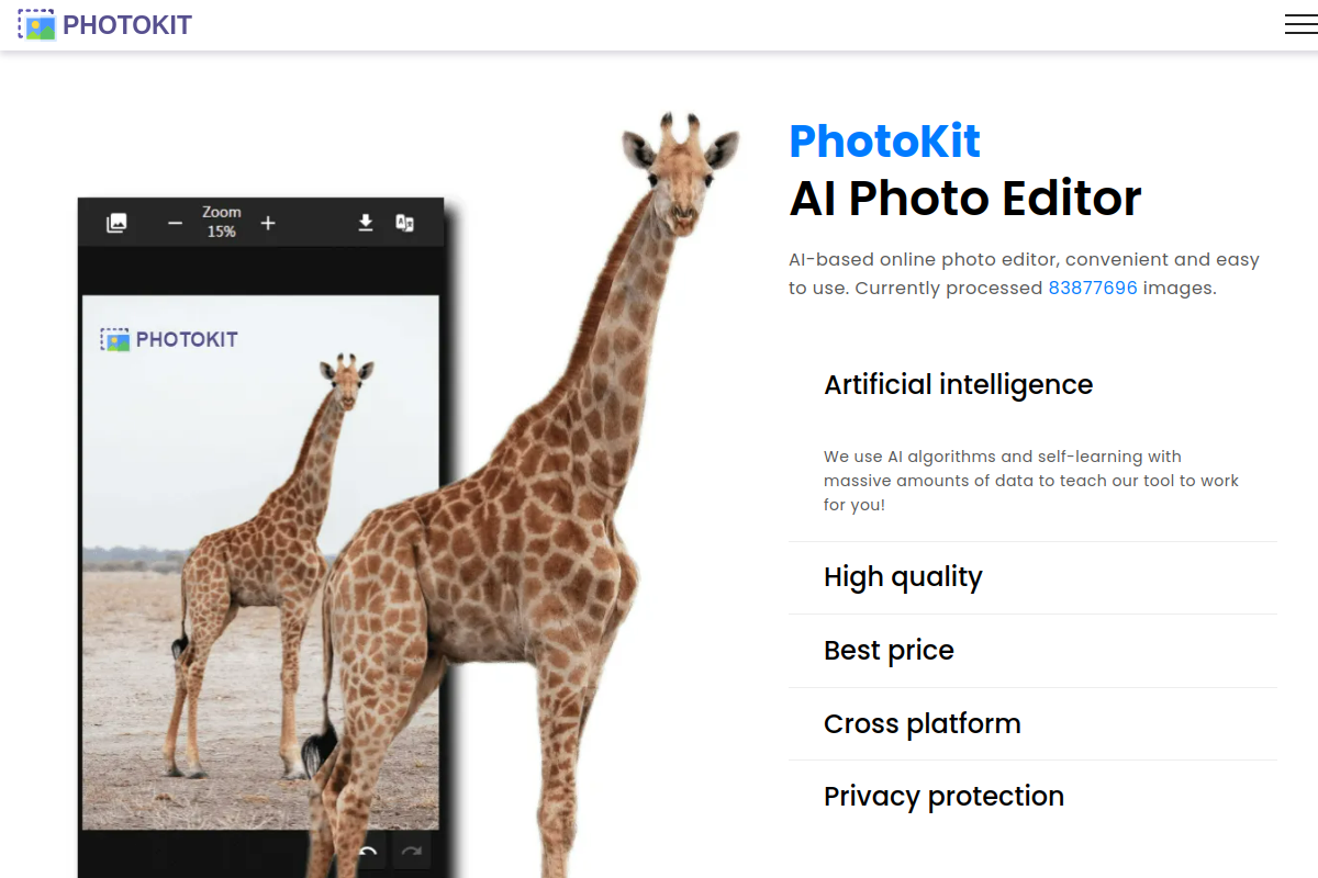Screenshot of the PhotoKit website