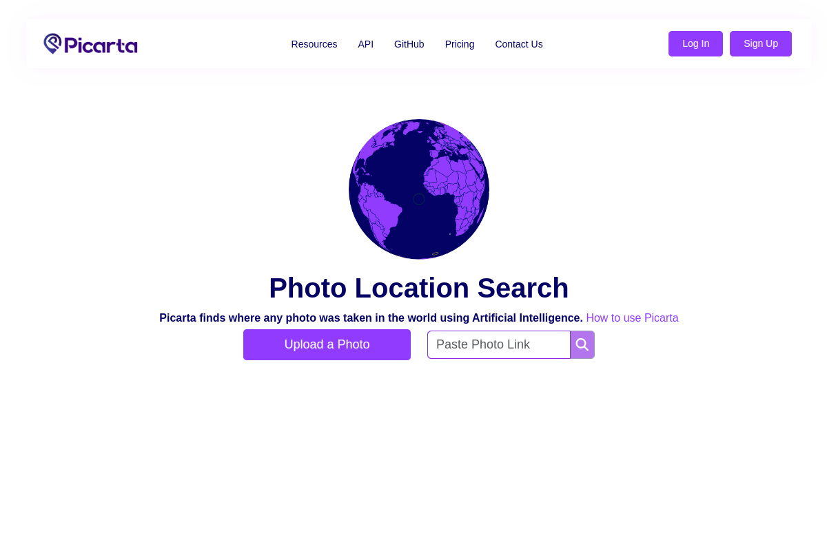 Screenshot of the Picarta website