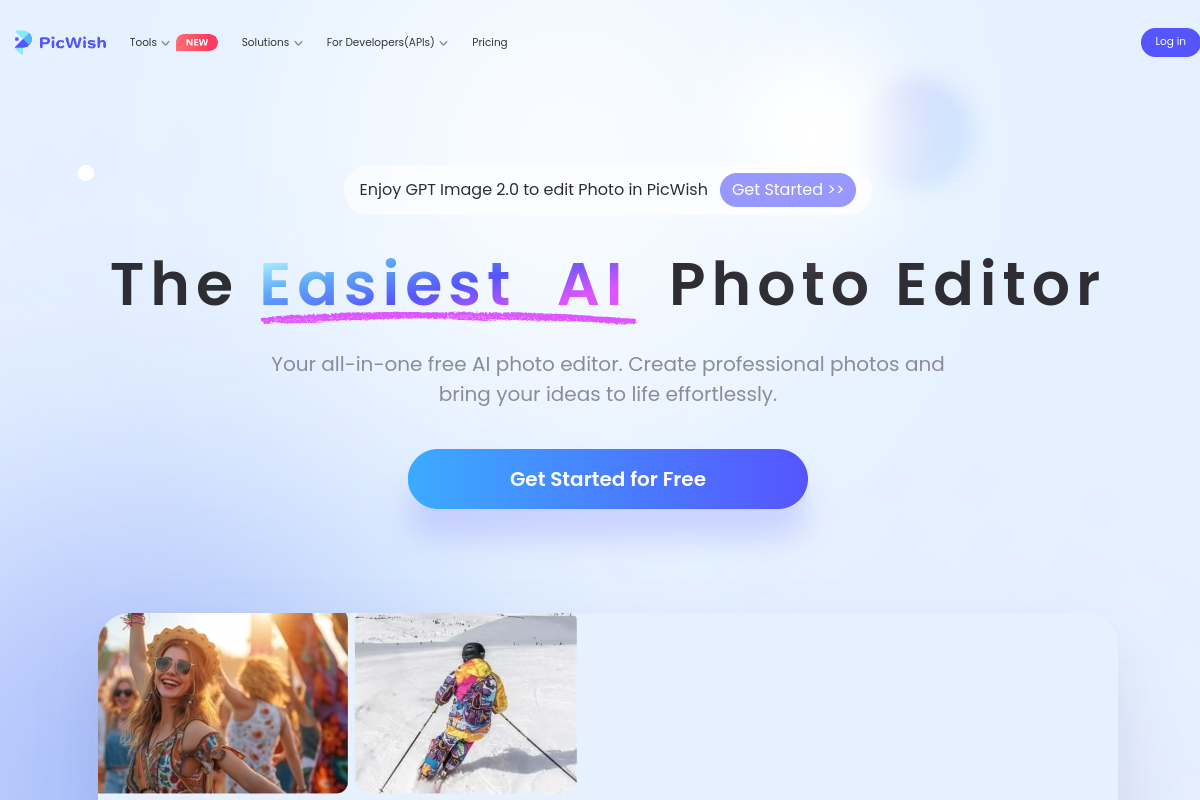 Screenshot of the Picwish website
