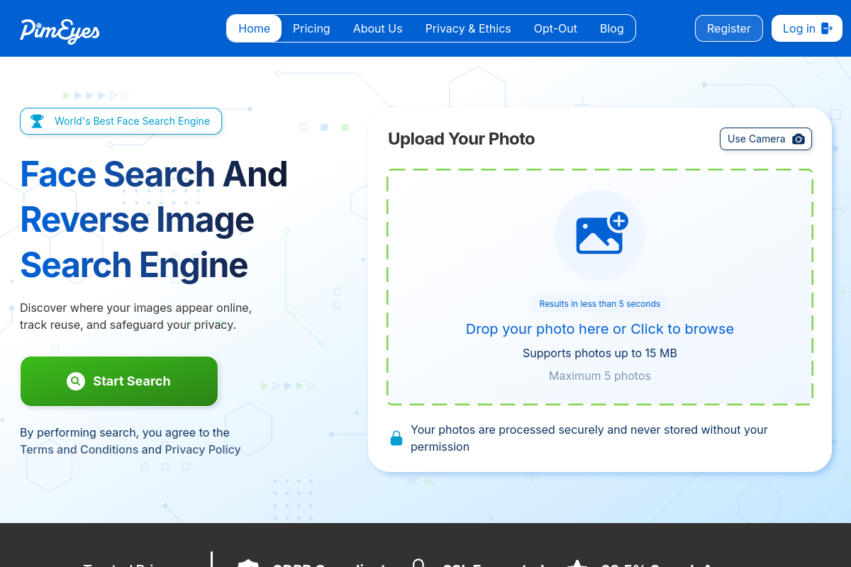 Screenshot of the Pimyes website