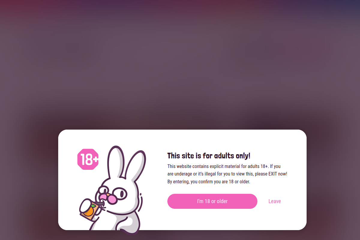 PimpBunny homepage as it appeared during testing