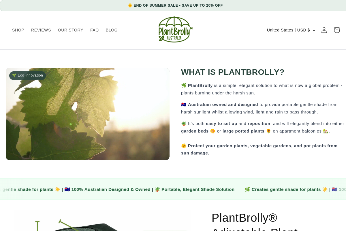 PlantBrolly Shopify store