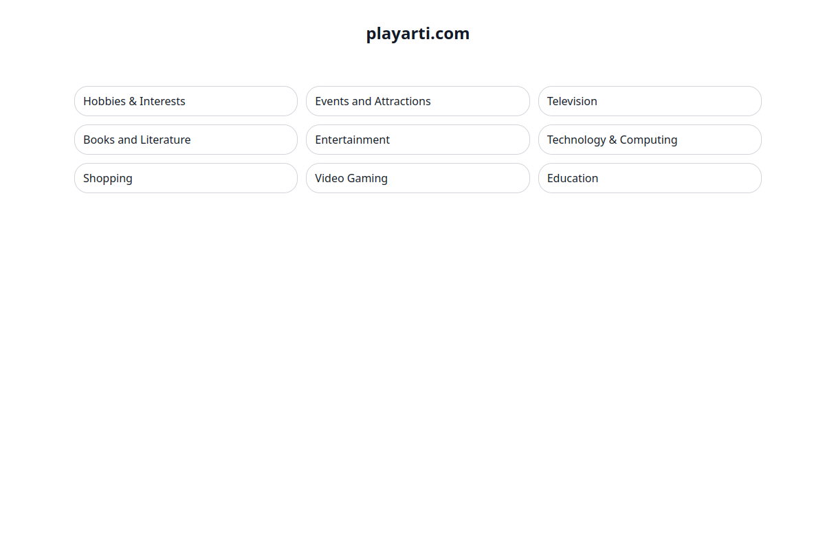 Screenshot of the Playarti website