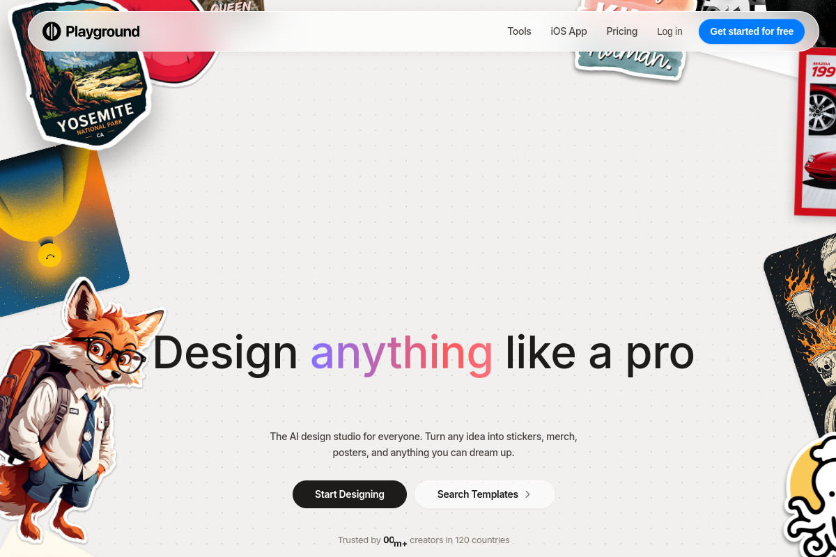 Screenshot of the Playground AI website