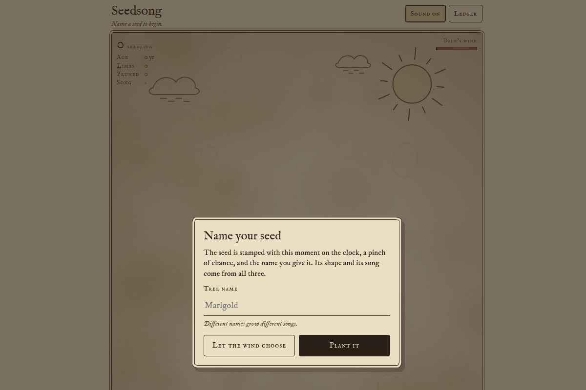 Screenshot of Seedsong
