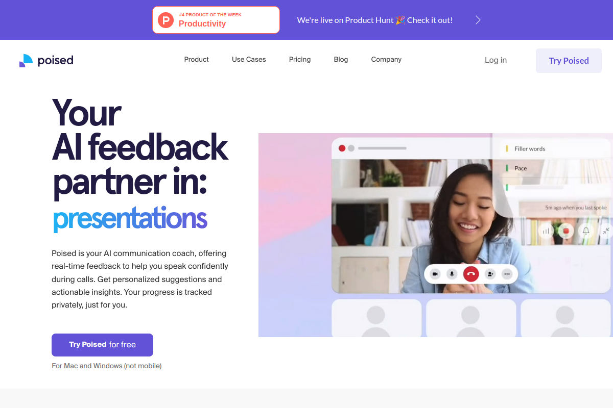 Screenshot of the Poised 2.0 website