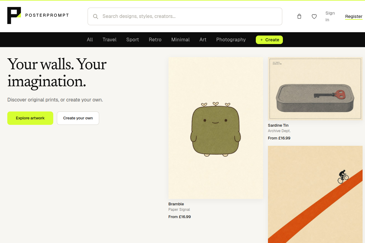Screenshot of Posterprompt
