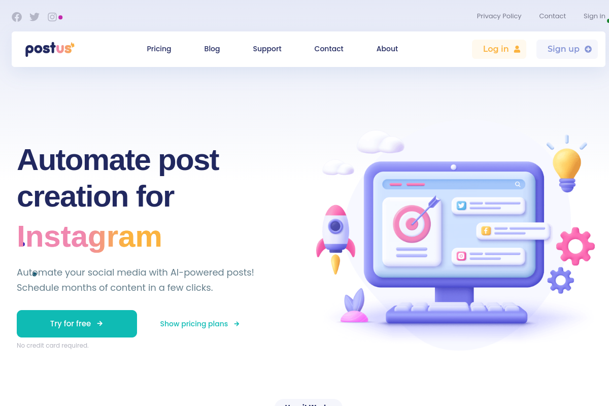 Screenshot of the Postus website