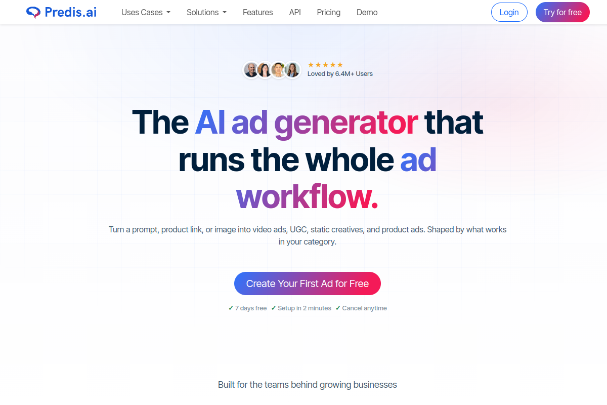 Screenshot of the Predis.ai website