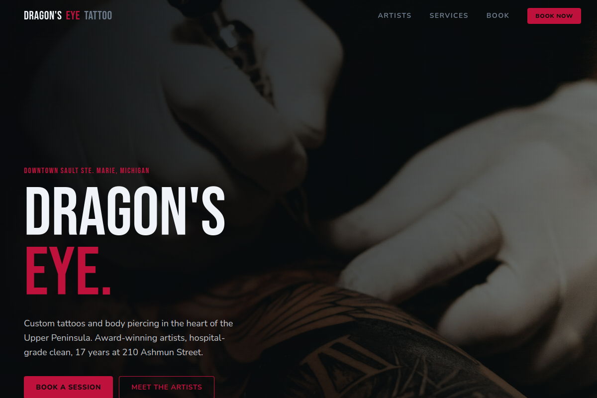 Dragon's Eye Tattoo website preview