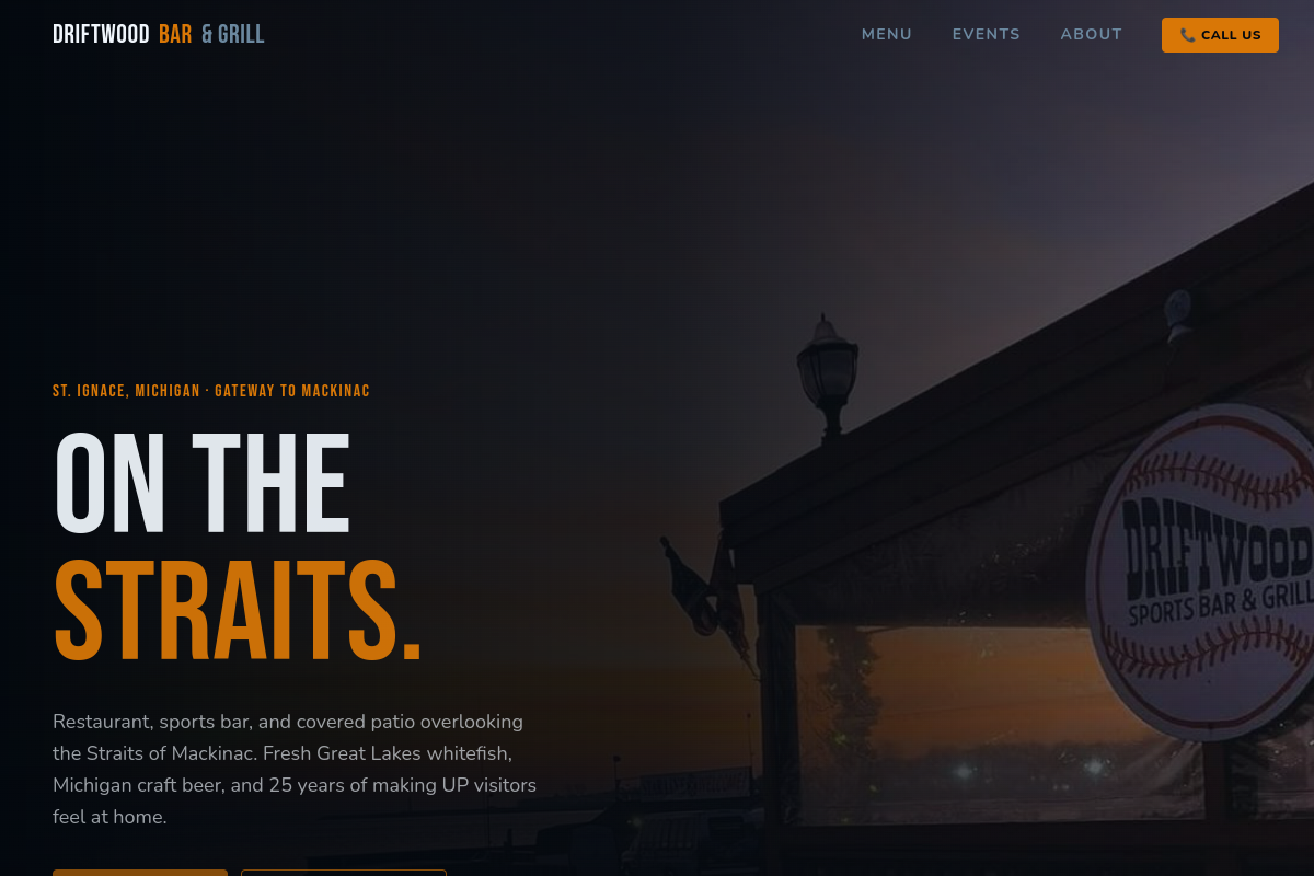 Driftwood Restaurant & Sports Bar website preview