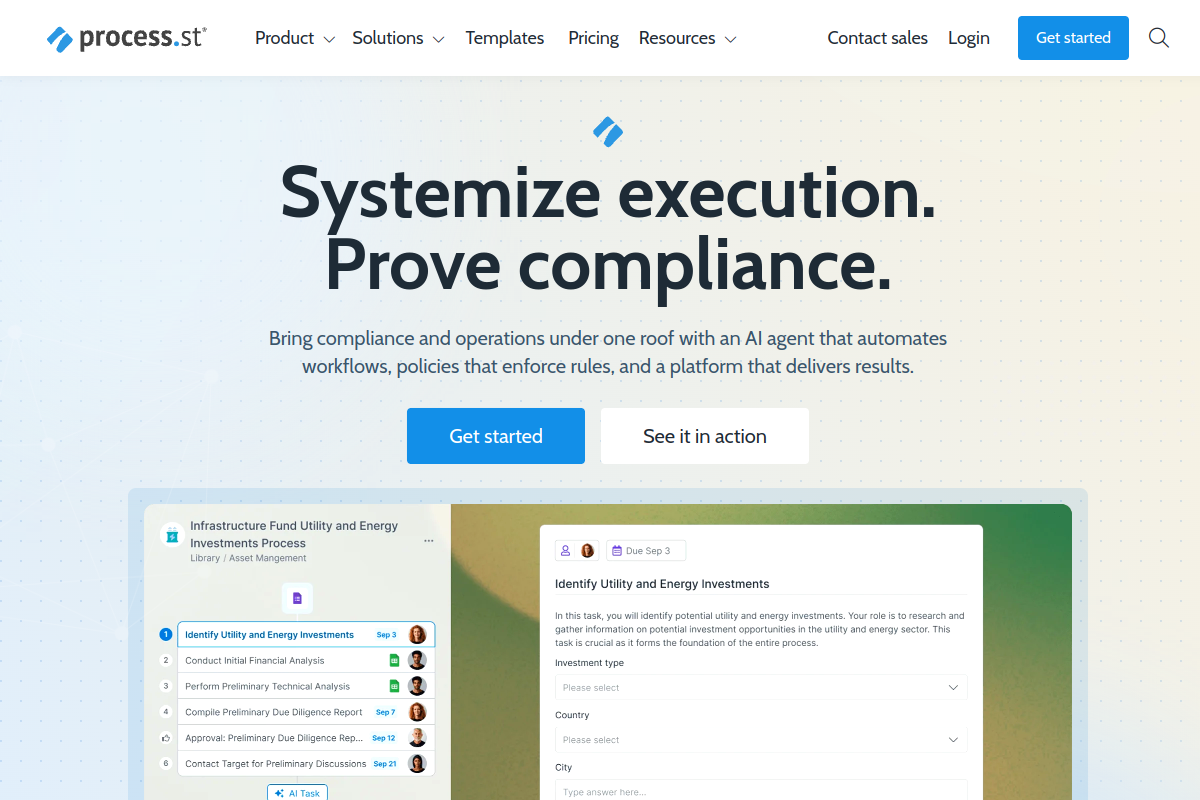 Screenshot of the Process.st website