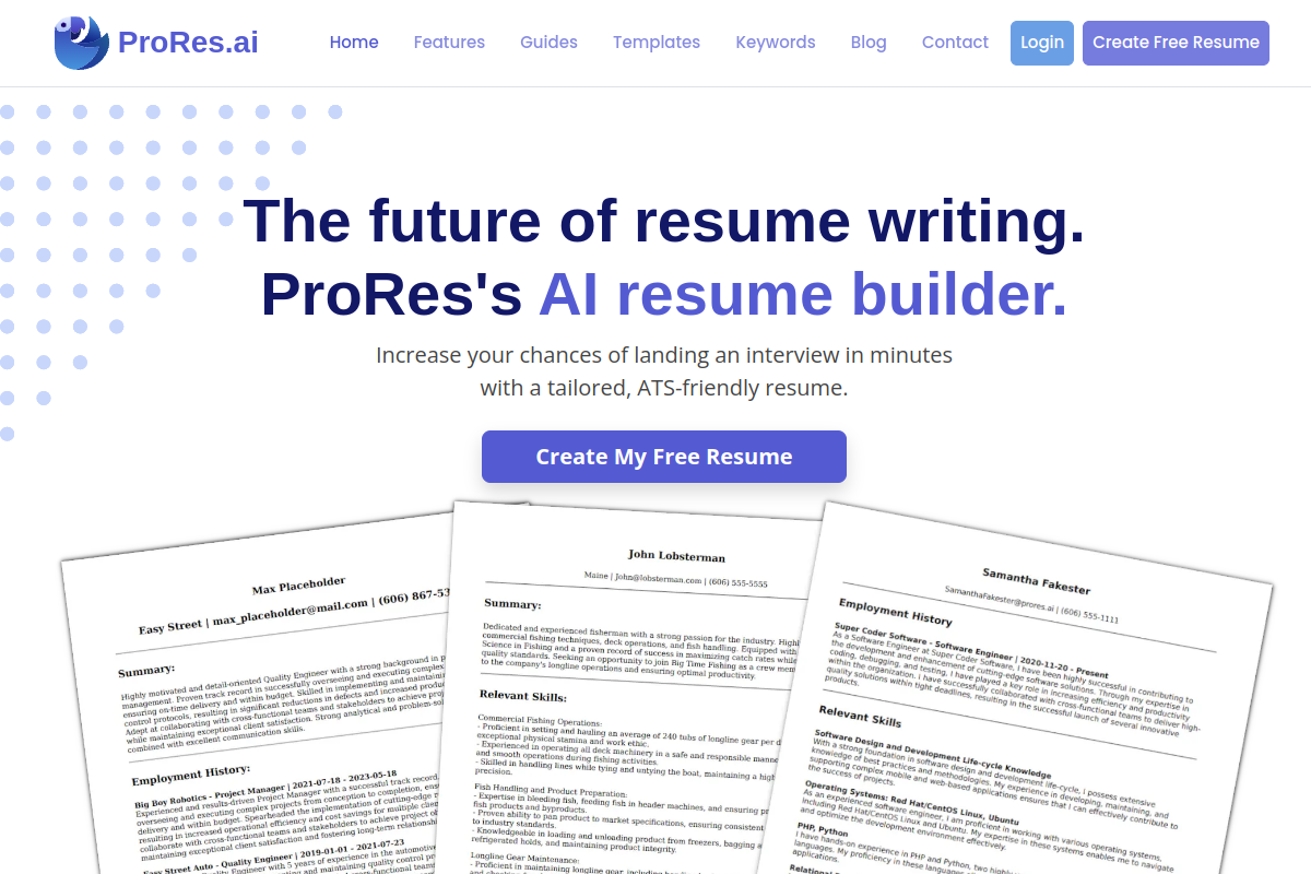 Screenshot of the ProRes website