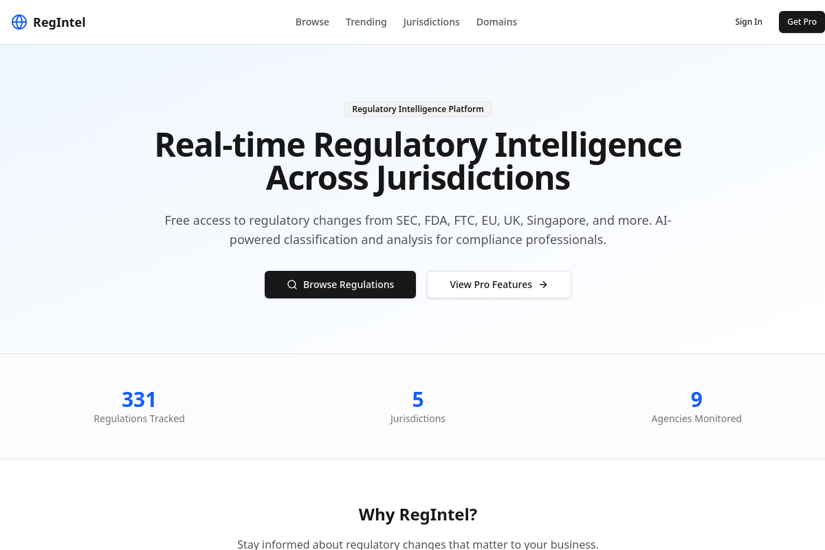 Public Regulatory Intelligence Platform