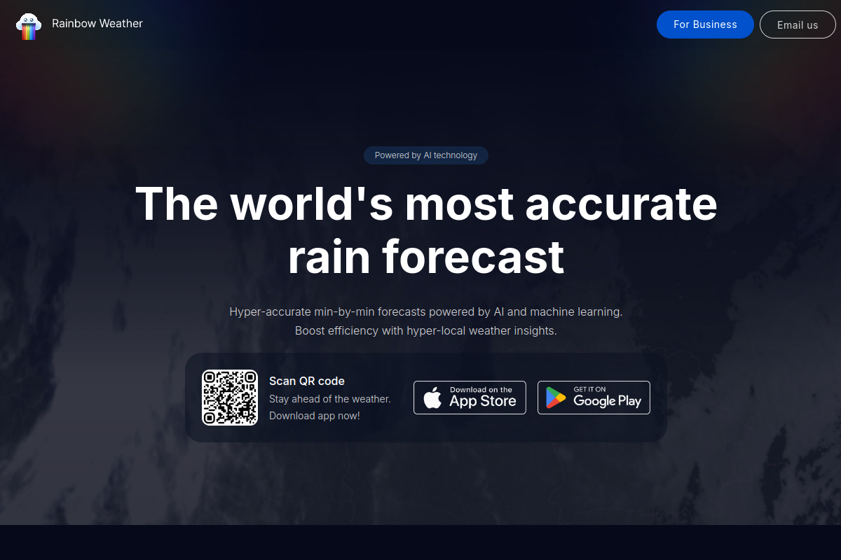 Screenshot of the Rainbow website